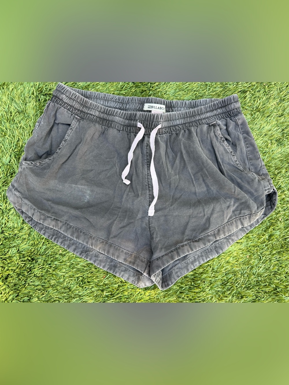 Billabong Women's Washed Gray Drawstring Athletic Shorts